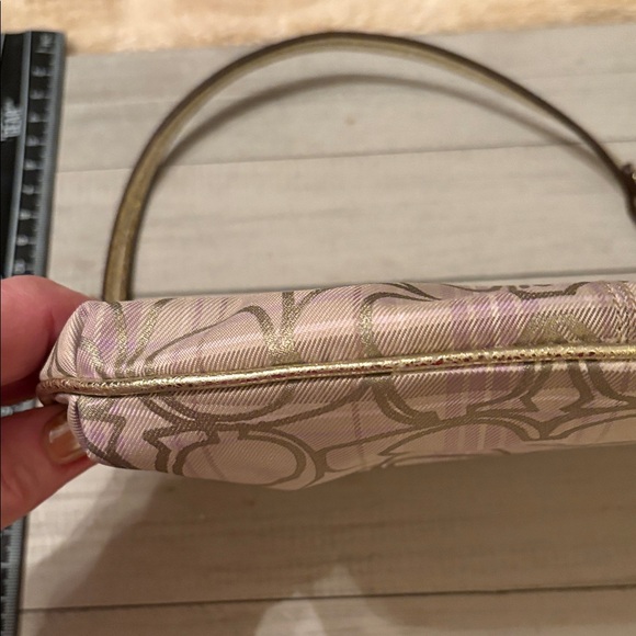 Coach Metallic Gold ,tan,and pink wristlet - Picture 4 of 9